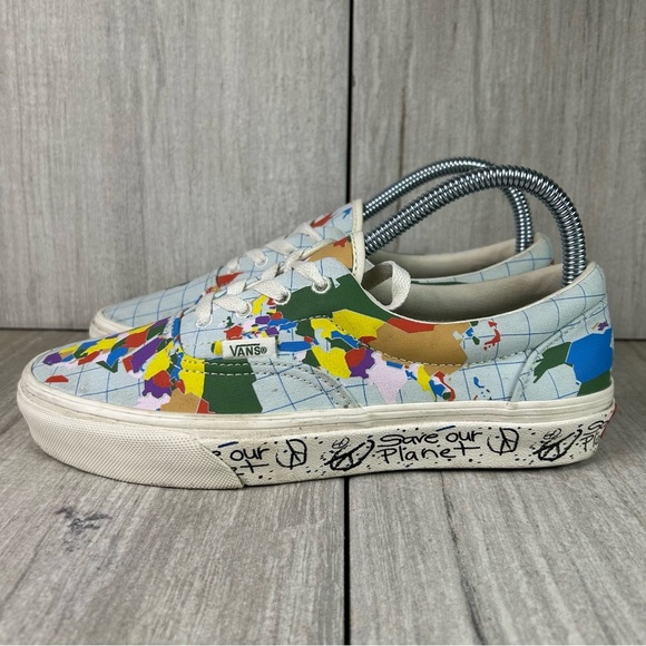 Vans Era ‘Save Our Planet’ World Globe Map Lace Up Sneaker Women’s Sizes 7 - Picture 1 of 10
